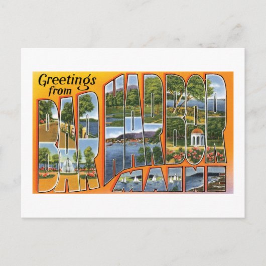 Groeten van Bar Harbour, Maine Briefkaart (Voorkant)