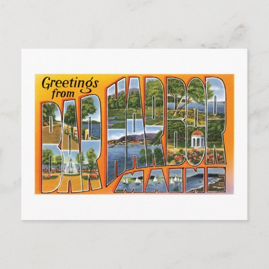Groeten van Bar Harbour, Maine. Briefkaart (Voorkant)