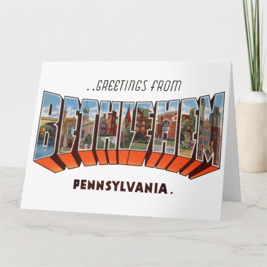 Groeten van Bethlehem Pennsylvania Kaart (Voorkant)