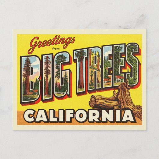  "Groeten van Big Trees, Californië" Briefkaart (Voorkant)