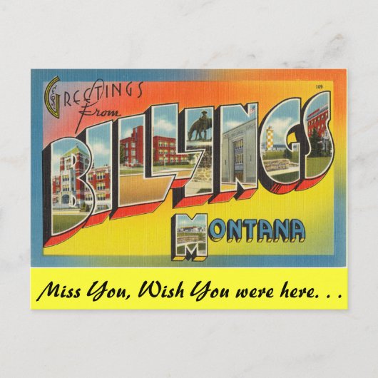 Groeten van Billings Briefkaart (Voorkant)
