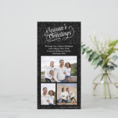 Groeten van Black and White Damask Season Feestdagenkaart (Staand voorkant)