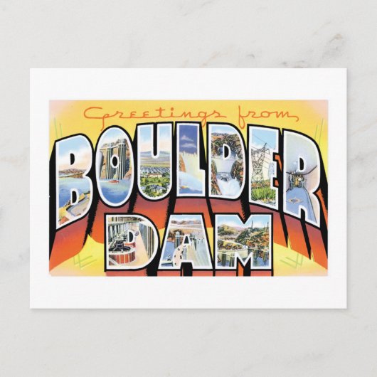 Groeten van Boulder Dam. Briefkaart (Voorkant)