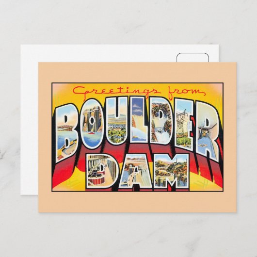  groeten van Boulder (Hoover) Dam Nevada Briefkaart (Voorkant / Achterkant)