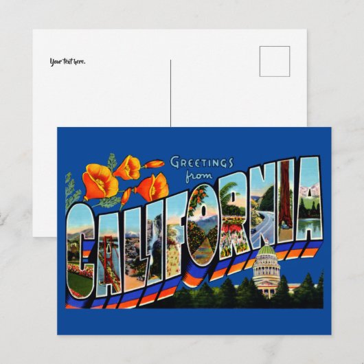  groeten van California Travel Briefkaart (Voorkant / Achterkant)