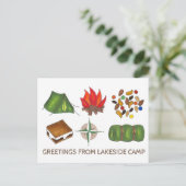 Groeten van Camp Campfire Tent Trail Mix S'more Briefkaart (Staand voorkant)