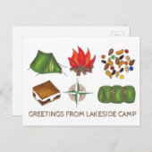 Groeten van Camp Campfire Tent Trail Mix S'more Briefkaart (Voorkant / Achterkant)