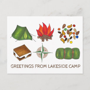 Groeten van Camp Campfire Tent Trail Mix S'more Briefkaart