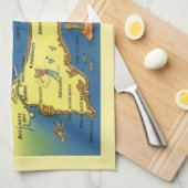Groeten van Cape Cod Kaart Theedoek (Quarter Fold)