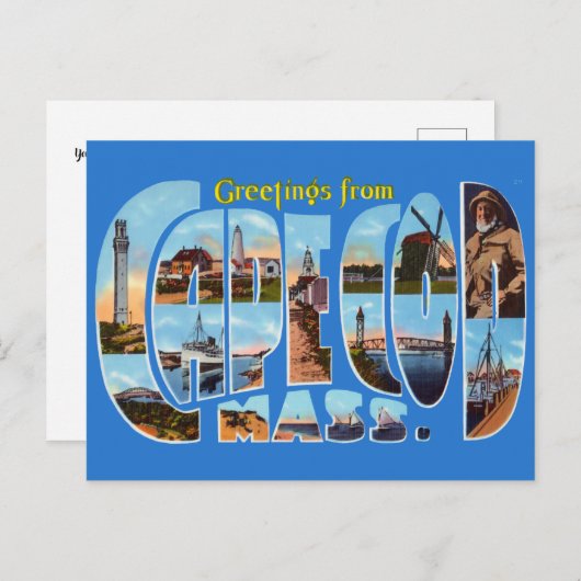 groeten van Cape Cod Travel Briefkaart (Voorkant / Achterkant)