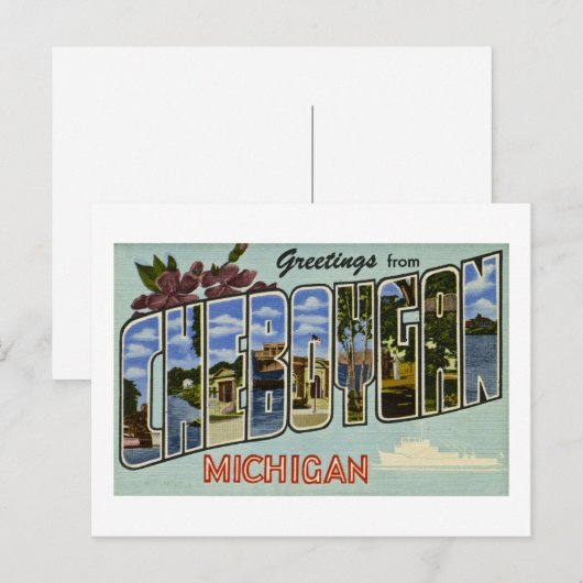 Groeten van Cheboygan Michigan! Briefkaart (Voorkant / Achterkant)