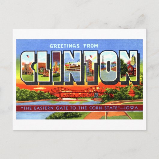  groeten van Clinton, Iowa, Briefkaart (Voorkant)