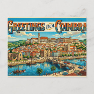 Groeten van Coimbra Vintage Reisbriefkaart Briefkaart