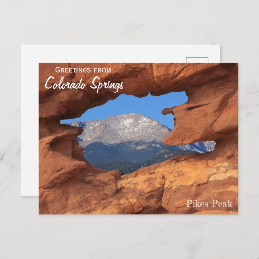 Groeten van Colorado Springs Briefkaart Pikes (Voorkant / Achterkant)