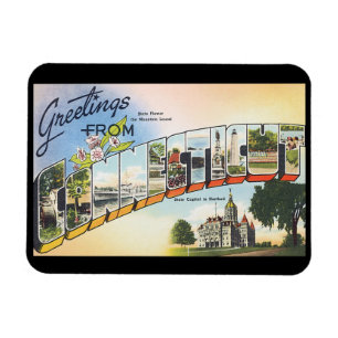 Groeten van Connecticut_Vintage Travel Poster Magneet
