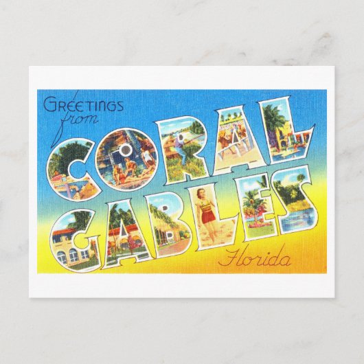 groeten van Coral Gables, Florida Briefkaart (Voorkant)