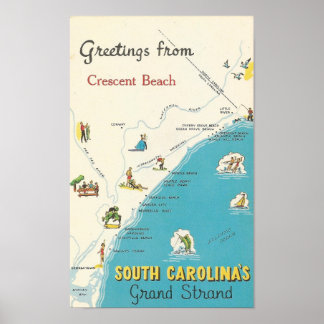 Groeten van Crescent Beach Grand Strand Poster