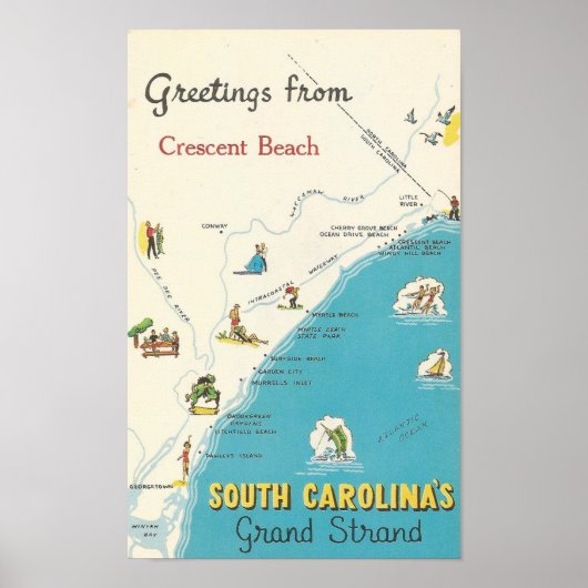 Groeten van Crescent Beach Grand Strand Poster (Voorkant)