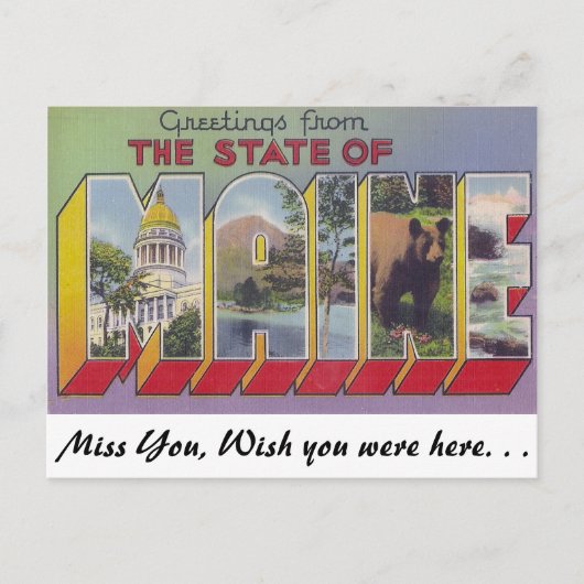 Groeten van de deelstaat Maine Briefkaart (Voorkant)