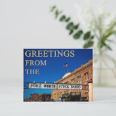 Groeten van de Fort Worth Stockyards Fun Texas Briefkaart (Staand voorkant)