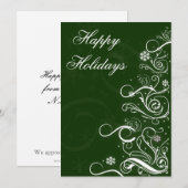 Groeten van de groene, elegante Business Holiday Feestdagenkaart (Voorkant / Achterkant)