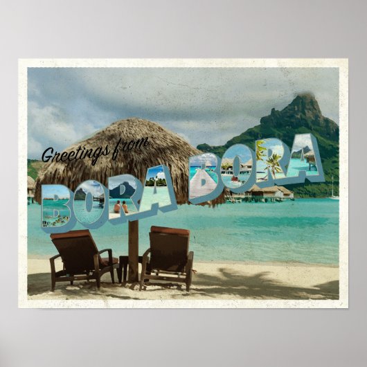 Groeten van de kaart Bora Bora Bora Poster (Voorkant)
