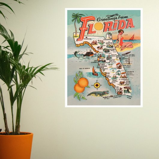 Groeten van de  kaart van Florida Poster