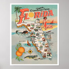 Groeten van de  kaart van Florida Poster
