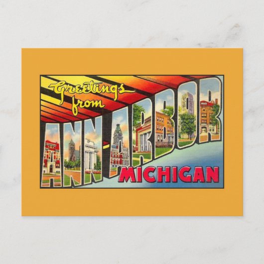  groeten van de MI van Ann Arbor Briefkaart (Voorkant)