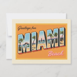 Groeten van de Miami Beach Vintage Briefkaart