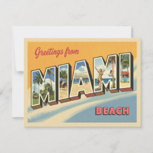 Groeten van de Miami Beach Vintage Briefkaart