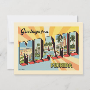 Groeten van de Miami Florida Vintage Briefkaart