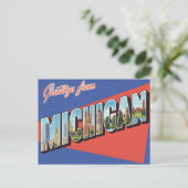 Groeten van de Michigan Vintage Briefkaart (Staand voorkant)