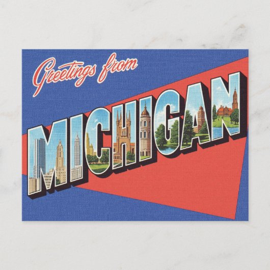 Groeten van de Michigan Vintage Briefkaart (Voorkant)