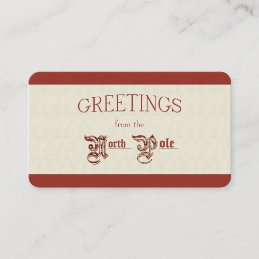 Groeten van de Noordpool Visitekaartje (Voorkant)