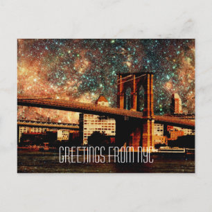 Groeten van de NYC Sterrennacht Brooklyn Bridge Briefkaart