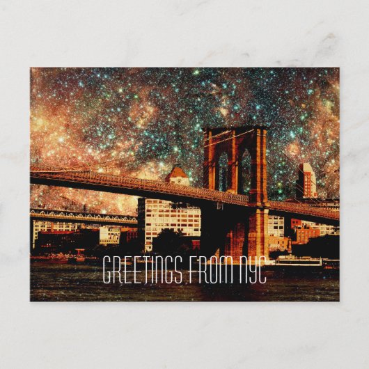 Groeten van de NYC Sterrennacht Brooklyn Bridge Briefkaart (Voorkant)