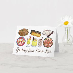 Groeten van de Puerto Rico Carribean Island Foods Kaart