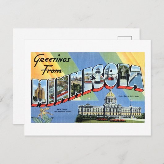groeten van de reisposter van Minnesota Briefkaart (Voorkant / Achterkant)