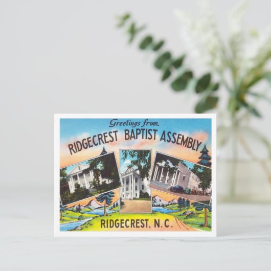 Groeten van de Ridgecrest Baptist Assembly Briefkaart (Staand voorkant)