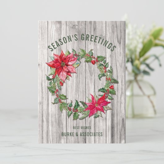 Groeten van de Rustic Business Season Persoonlijk Feestdagenkaart (Staand voorkant)