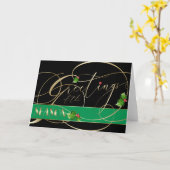 Groeten van de Season Gold Calligrafie Kaart (Gele Bloem)