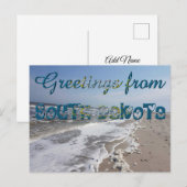 Groeten van de staat South Dakota Vlag VS Hearts Briefkaart (Voorkant / Achterkant)