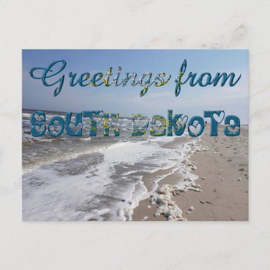 Groeten van de staat South Dakota Vlag VS Hearts Briefkaart (Voorkant)