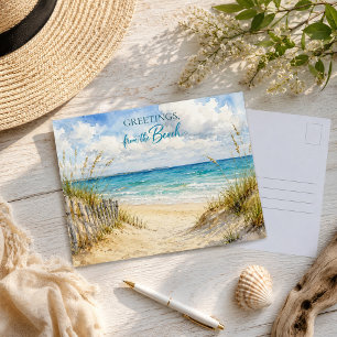 Groeten van de strand aquarel kust briefkaart