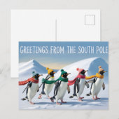 "Groeten van de Zuidpool" Pinguïnontwerp Briefkaart (Voorkant / Achterkant)