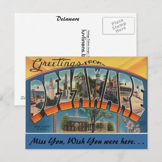 Groeten van Delaware Briefkaart (Voorkant / Achterkant)