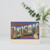 Groeten van Detroit Large Letter Briefkaart (Staand voorkant)