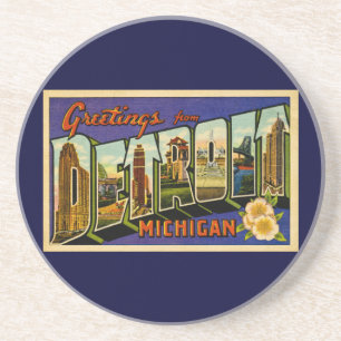 Groeten van Detroit Michigan Classic! Zandsteen Onderzetter