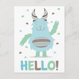 Groeten van een vriendelijk blauw monster briefkaart